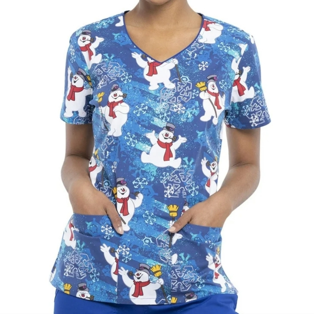 Tooniforms Frosty The Snowman Scrub Top - M